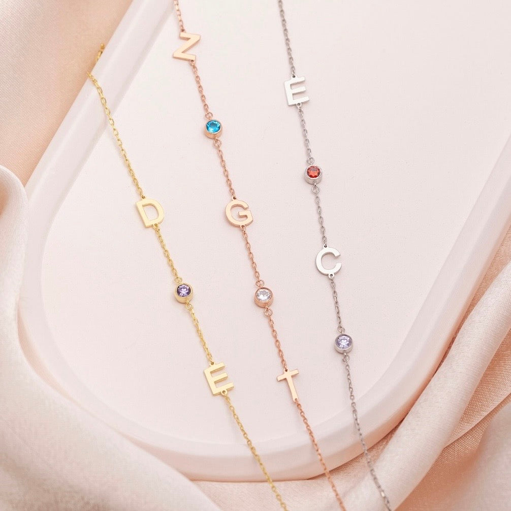 Birthstone Initial Necklace