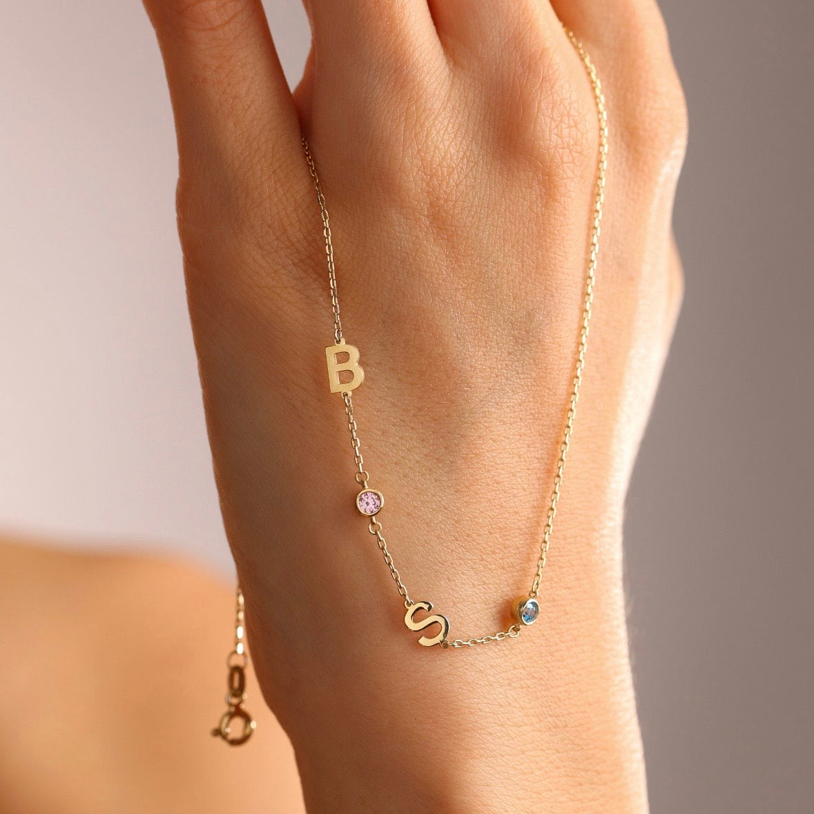 Birthstone Initial Necklace