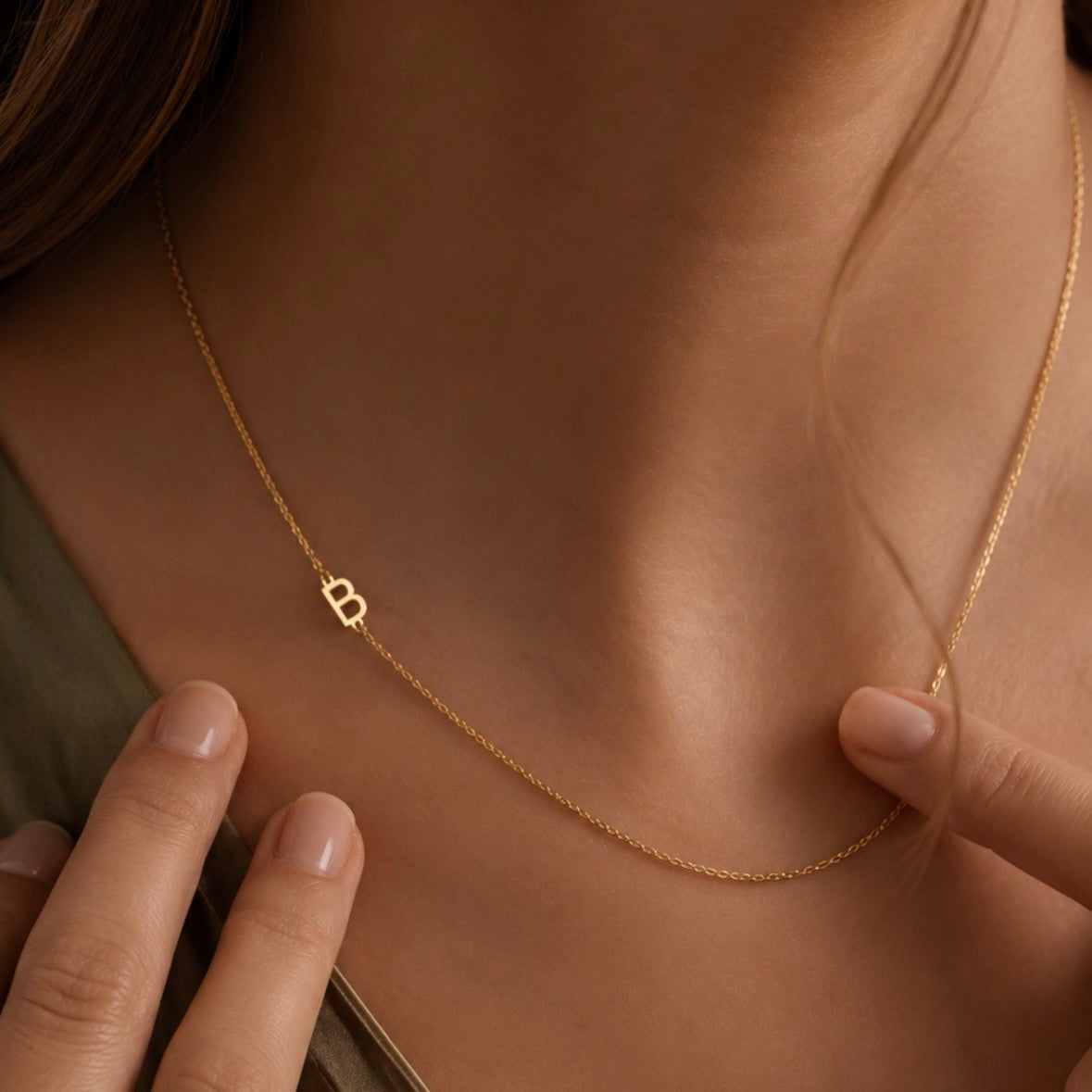 Side Initial Necklace