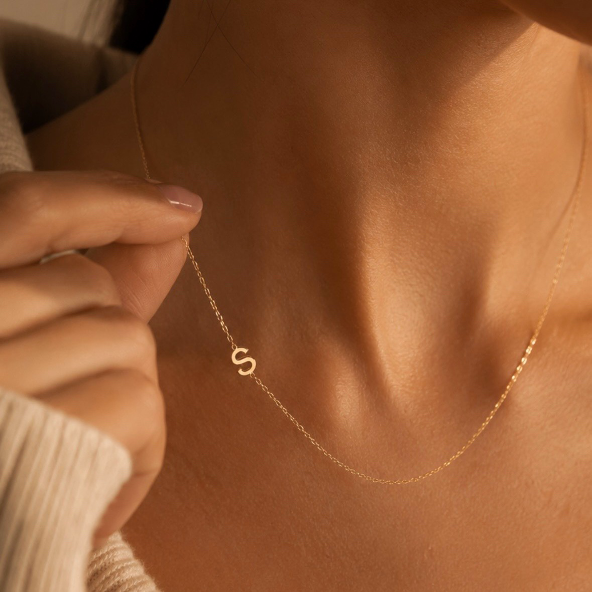 Side Initial Necklace
